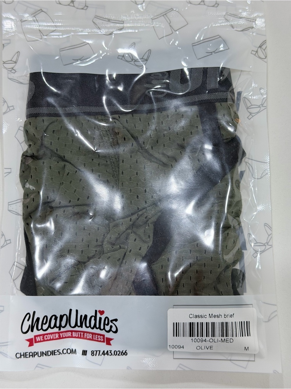 Men's Olive Classic Mesh Brief - Breathable Support